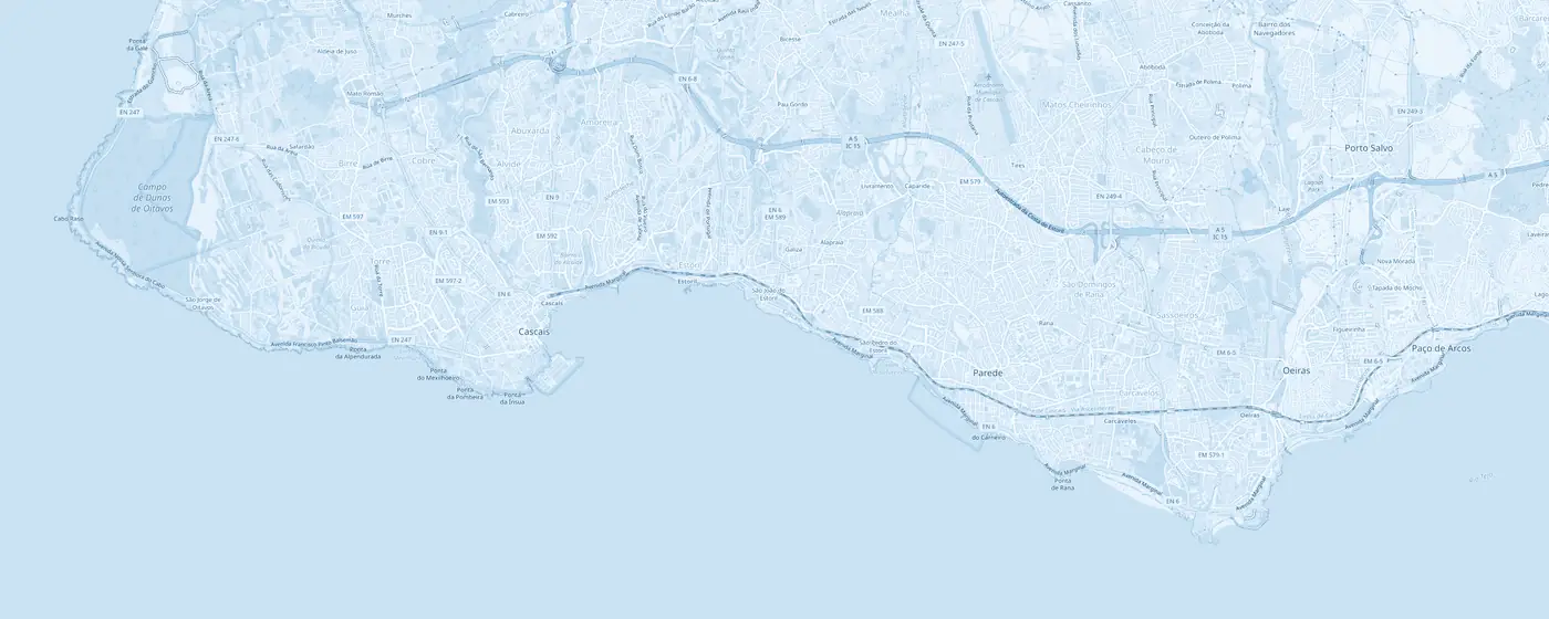 Mapa da costa de Cascais, entre o Cabo Raso e Oeiras